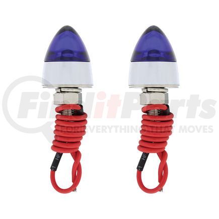 United Pacific 10864 License Plate Fastener - LED, Bullet, Blue, Chrome Plated Finish
