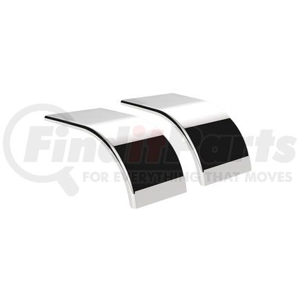 United Pacific 11029 60" 430 Stainless Steel SS Series Roll Formed Edge Smooth Half Fender, Pair, 16 GA