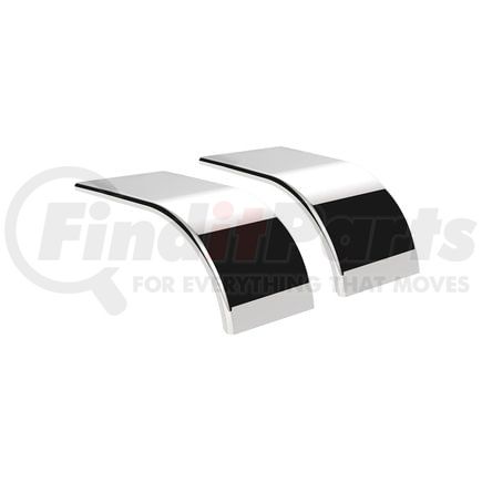 United Pacific 11030 66" 430 Stainless Steel SS Series Roll Formed Edge Smooth Half Fender, Pair, 16 GA