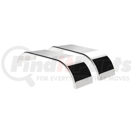 United Pacific 11034 120" 430 Stainless Steel SS Series Roll Formed Edge Smooth Full Fender, Pair, 54" Spread