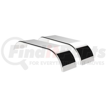 United Pacific 11035 120" 430 Stainless Steel SS Series Roll Formed Edge Smooth Full Fender, Pair, 60" Spread