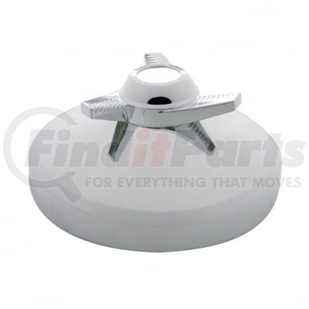 United Pacific 11132 Axle Hub Cap - Rear, 8", Chrome, with 3 Bar Left Swing Spinner