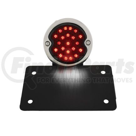 United Pacific 20219 License Bracket - Black, Horizontal, Side Mount, with 1933-1936 Ford Style LED Tail Light