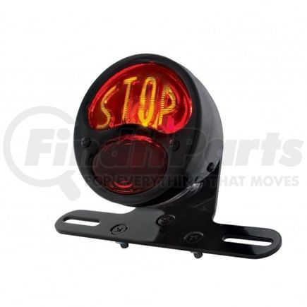 United Pacific 20293 Tail Light - DUO Lamp, Motorcycle, Rear Fender, with Red Glass Lens & "STOP" Lettering