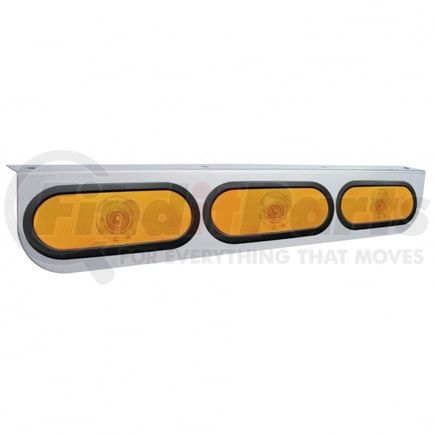 United Pacific 20408 Light Bar - Stainless Steel, with 3" x 6" Oval Lights, Incandescent, Amber, Grommet Style
