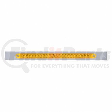 United Pacific 20865 Mud Flap Hanger - Mud Flap Plate, Top, Chrome, with 23 LED 17" Reflector Light Bar, Amber LED/Amber Lens