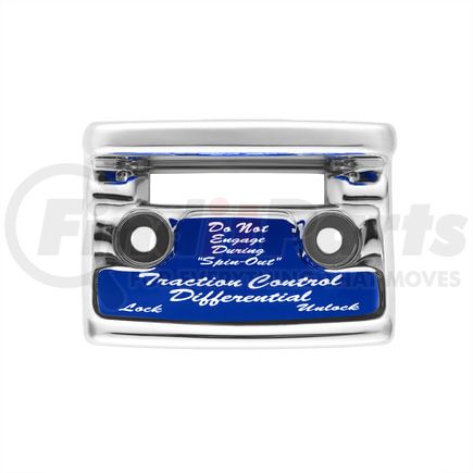 United Pacific 21044 Switch Guard - "Traction Control Differential", Chrome, Plastic, with Blue Sticker, for Freightliner and International