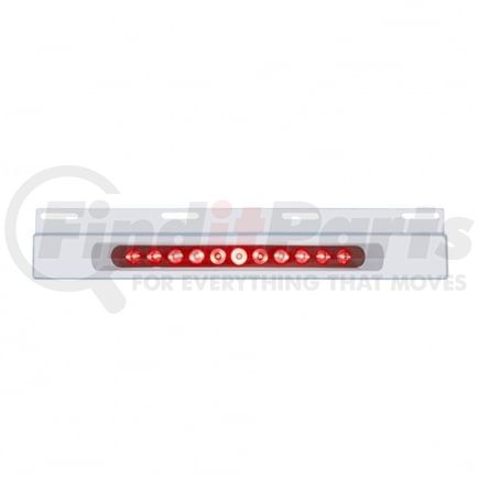 United Pacific 21426 Mud Flap Hanger - Mud Flap Plate, Top, Stainless, with 11 LED 17" Light Bar & Bezel, Red LED/Red Lens