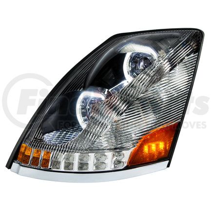 United Pacific 35749 10 LED Chrome Headlight for 2003-2017 Volvo VN/VNL - Driver Side