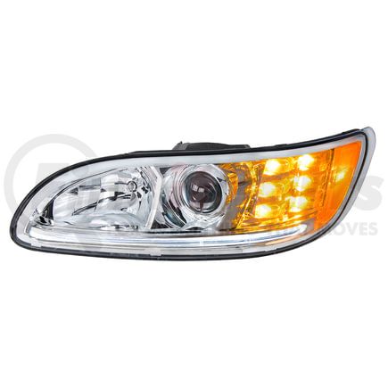 United Pacific 35808 Chrome Projection Headlight with LED Turn Signal / Position Light for 2005-15 Peterbilt 386 - Driver Side