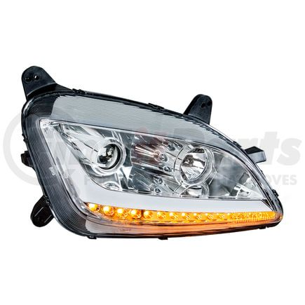 United Pacific 35813 Chrome Projection Headlight with Signal/Position Light Bar for 2012-21 Peterbilt 579 - Passenger Side