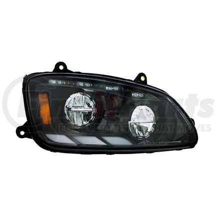 United Pacific 35882 LED Black Headlight with Sequential Turn Signal Light for 2008-2017 Kenworth T660 - Passenger Side