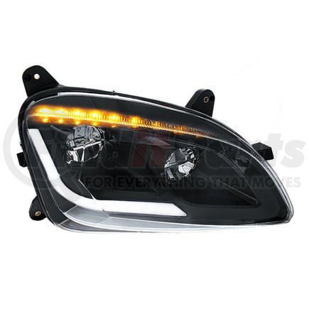 United Pacific 35918 LED Black Headlight with Sequential Turn Signal Light for 2012-2021 Peterbilt 579 - Passenger Side