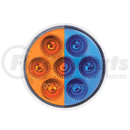 United Pacific 35937 7-LED 2" Round Double Fury Clearance/Marker Light, Amber and Blue LED, Clear Lens