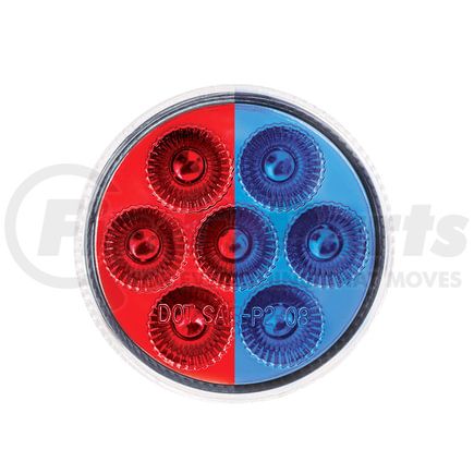 United Pacific 35942 7-LED 2" Round Double Fury Clearance/Marker Light, Red and Blue LED, Clear Lens