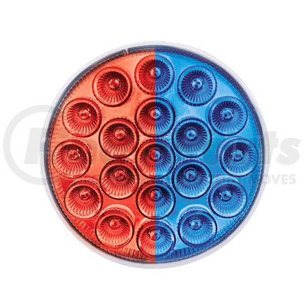 United Pacific 35947 Brake / Turn Signal Light - (19) Red and Blue LED, Clear Lens, 4", Round, Double Fury