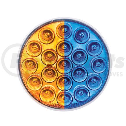 United Pacific 35951 Brake / Turn Signal Light - (19) Amber and Blue LED, Clear Lens, 4", Round, Double Fury