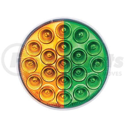 United Pacific 35952 Brake / Turn Signal Light - (19) Amber and Green LED, Clear Lens, 4", Round, Double Fury