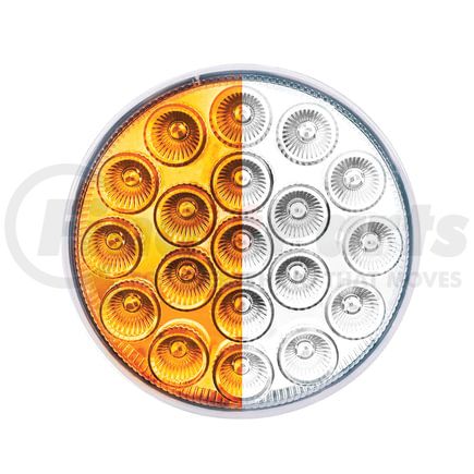 United Pacific 35954 Brake / Turn Signal Light - (19) Amber and White LED, Clear Lens, 4", Round, Double Fury