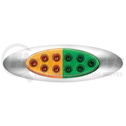United Pacific 35956 Clearance Light - (10) Green LED, Clear Lens, Oval, Double Fury Light