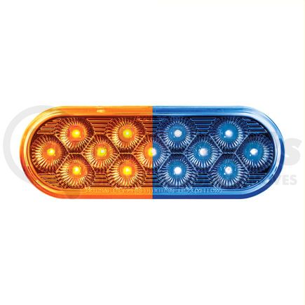 United Pacific 36115 6" Oval Double Fury Turn Signal with 13 Amber and Blue LED Clear Lens