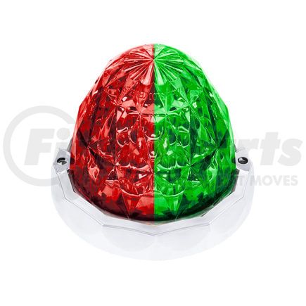 United Pacific 36185 Marker Light - Double Fury Crystal Watermelon Glass, 19 Red and Green LED Clear Lens