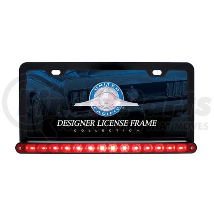 United Pacific 36473 License Plate Frame - Black, with 14 LED 12" Light Bar, Red LED/Red Lens