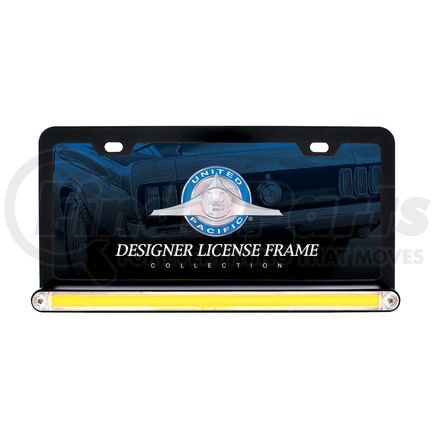 United Pacific 36482 License Plate Frame - Black, with 24 LED 12" "Glo" Light Bar, Amber LED/Clear Lens