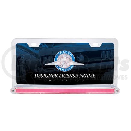 United Pacific 36498 License Plate Frame - Chrome, with 24 LED 12" "Glo" Light Bar, Red LED/Clear Lens