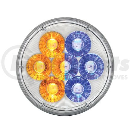 United Pacific 36531 Turn Signal Light - 14 LED 4" Double Fury Dual Color, Amber & Blue LED/Clear Lens