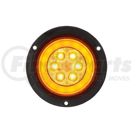 United Pacific 36958 Brake/Tail/Turn Signal Light - Amber LED 4" Round Stop/Turn/Tail "Glo" Light- Flanged