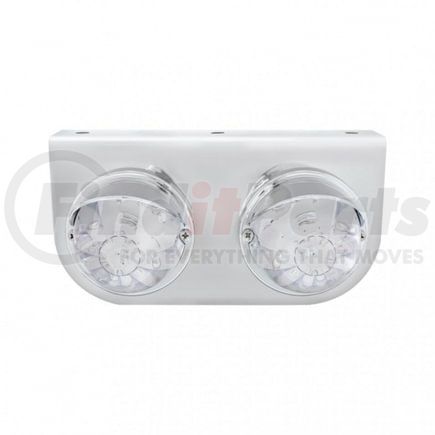 United Pacific 37264 Marker Light - LED, with Bracket, with Bezel and Visor, Two 17 LED Lights, Clear Lens/Red LED, Stainless Steel, 3" Lens, Watermelon Design