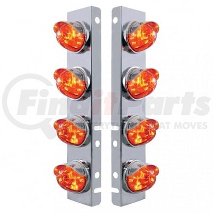 United Pacific 37293 Air Cleaner Light Box Panel - Stainless Steel, 8 Cutouts, Amber LED/Dark Amber Lens, Watermelon Lights, with Visor