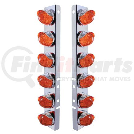 United Pacific 37292 Air Cleaner Light Box Panel - Stainless Steel, 12 Cutouts, Amber LED/Dark Amber Lens, Watermelon Lights, with Visor