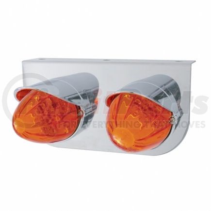 United Pacific 37304 Grakon 1000 LED Marker Light with Bracket - with Two 19 LED Lights, Dark Amber Lens/Amber LED, Stainless Steel, 3" Lens, Watermelon Design