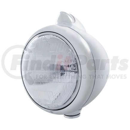 United Pacific 32619 Guide Headlight - 682-C Style, RH/LH, 7", Round, Chrome Housing, 6014 Bulb, with Top Mount, Original Style, 5 Amber LED Signal Light, Clear Lens