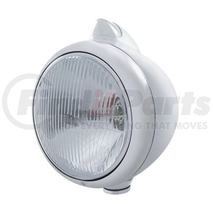 United Pacific 32623 Guide Headlight - 682-C Style, RH/LH, 7", Round, Chrome Housing, H4 Bulb, with Top Mount, Original Style, 5 Amber LED Signal Light, Clear Lens
