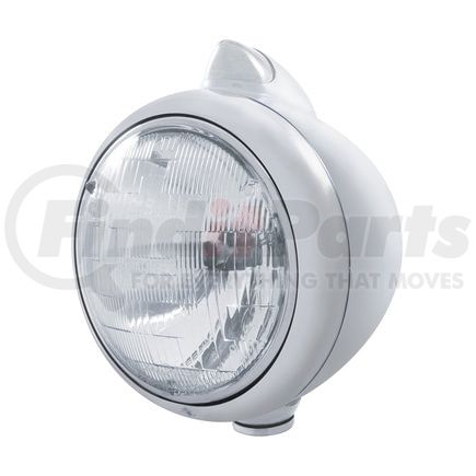 United Pacific 32621 Guide Headlight - 682-C Style, RH/LH, 7", Round, Chrome Housing, H6024 Bulb, with Top Mount, Original Style, 5 Amber LED Signal Light, Clear Lens