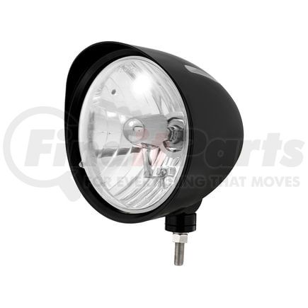 United Pacific 32680 Headlight - Billet Style, Groove, RH/LH, 7", Round, Powdercoated Black Housing, Crystal H4 Bulb, with Visor