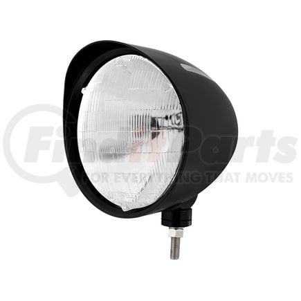 United Pacific 32685 Headlight - Billet Style, Groove, RH/LH, 7", Round, Powdercoated Black Housing, 6014 Bulb, with Visor