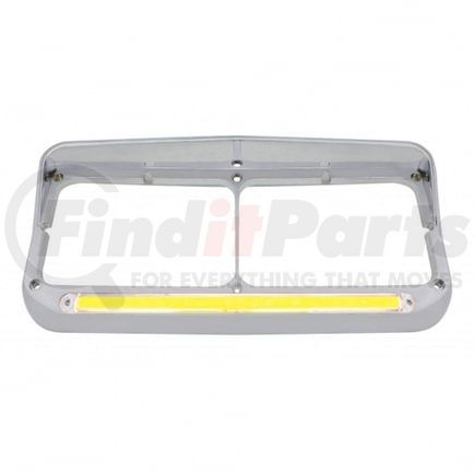 United Pacific 32701 Headlight Bezel - 24 LED, Rectangular, Dual, with Visor & "Glo" Light, Amber LED/Clear Lens