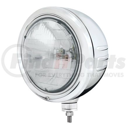 United Pacific 32765 Classic Embossed Stripe 5 LED Headlight - LH or RH, 7 in. Round, Polished Housing, H6024 Bulb, Bullet Style Bezel