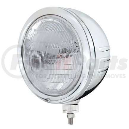 United Pacific 32772 Headlight - Embossed Stripe, 5 LED, RH/LH, 7", Round, Polished Housing, 6014 Bulb, Bullet Style Bezel