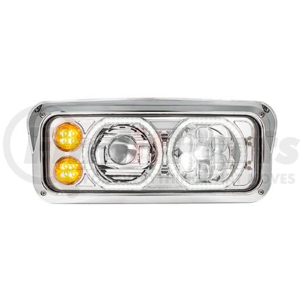 United Pacific 32877 Headlight - Passenger (RH), All LED, Chrome Inner Housing High Power Heated