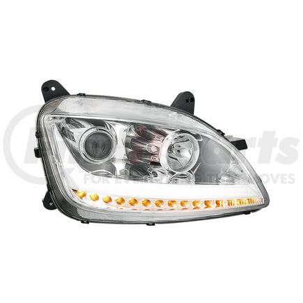 United Pacific 32925 Headlight - Right Side, LED, Projector, Chrome Housing, with Position and Sequential Light