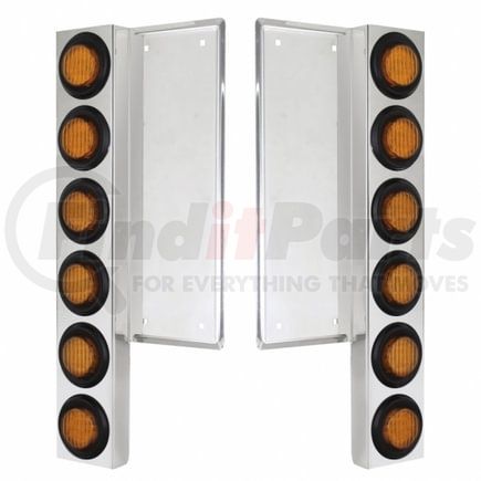 United Pacific 33054 Air Cleaner Light Box Panel - Stainless Steel, 12 Cutouts, 2" Amber LED/Lens, with Grommet