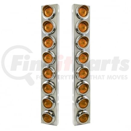 United Pacific 33606 Air Cleaner Light Box Panel - Stainless Steel, 16 Cutouts, Amber LED/Lens, Beehive Lights, with Visor