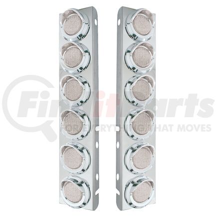 United Pacific 33609 Air Cleaner Light Box Panel - Stainless Steel, 12 Cutouts, Amber LED, Clear Lens, with Visor