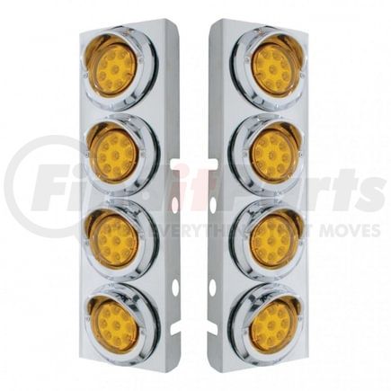 United Pacific 33618 Air Cleaner Light Box Panel - Stainless Steel, 8 Cutouts, 9 Amber LED/Lens, Reflector, with Visor