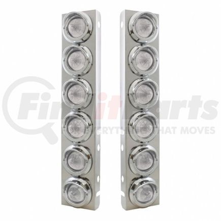 United Pacific 33615 Air Cleaner Light Box Panel - Stainless Steel, 12 Cutouts, Amber LED, Clear Lens, Beehive Lights, For Peterbilt